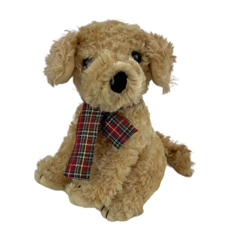 Twelve Dogs Of Christmas 8" Plush Puppy Cream Doodle Christmas‎ Scarf Vtg 1998